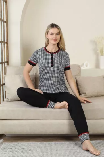 Likralı Kısa Kol Bayan Pijama Takımı