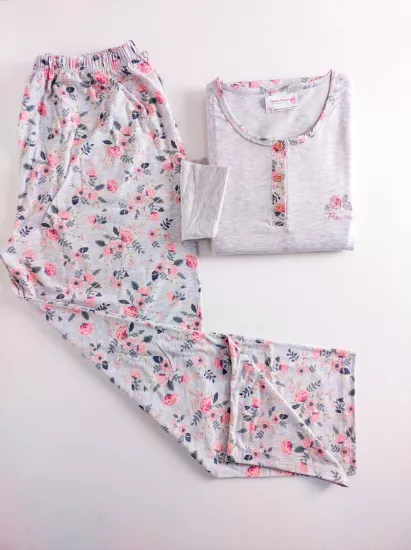 Büyük Beden LİKRALI UZUN Kollu Kadın Pijama Takımı 