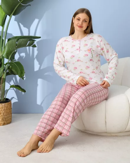  Büyük Beden UZUN Kollu Kadın pijama takımı