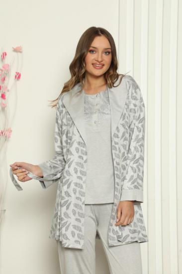 Yaprak Desen Dantel Detay  Sabahlıklı Kadın Pijama