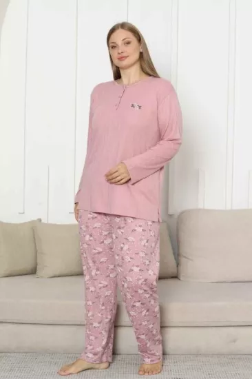 Büyük Beden UZUN Kollu Kadın Pijama Takımı 
