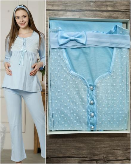 mavi,pembe hamile ve lohusa pijama takımı