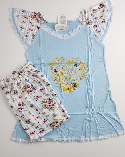 kaprili yazlık pamuklu bayan pijama takımı