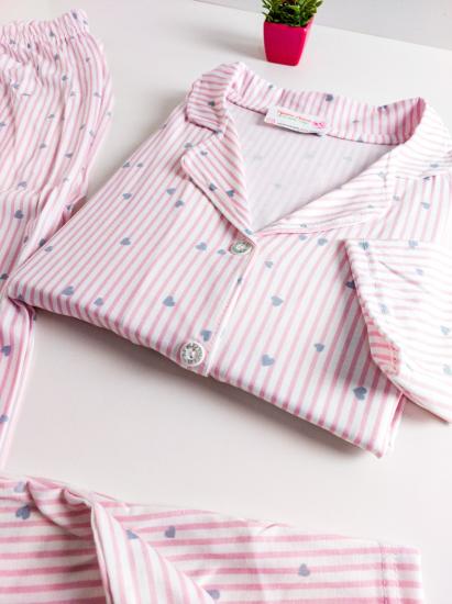Kalp desen çizgili bayan pijama