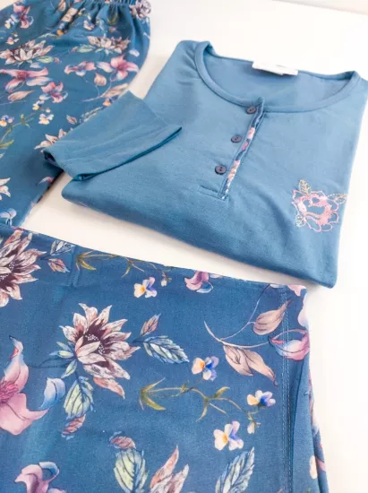 Büyük Beden  uzun Kollu Kadın pijama takımı
