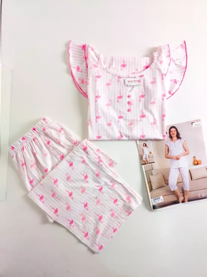 Lİkralı Kapri Bayan Pijama Takımı