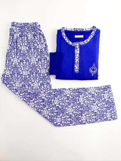 LİKRALI Uzun Kol Kadın Pijama Takımı 