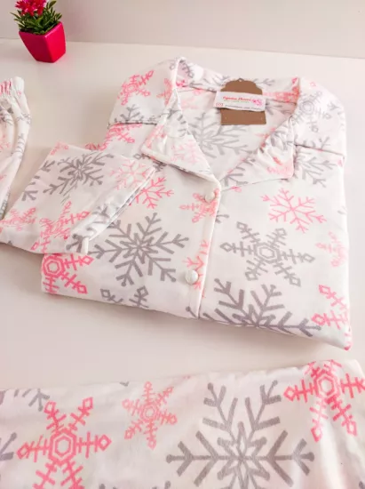 Süet Boydan Düğmeli Bayan Pijama Takımı