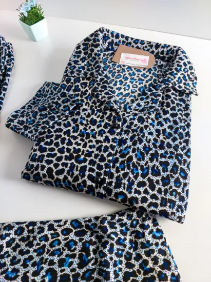 Süet Boydan Düğmeli Bayan Pijama Takımı