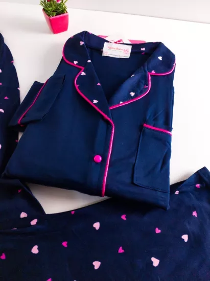 Likralı Yaprak Desen Bayan Pijama Takımı