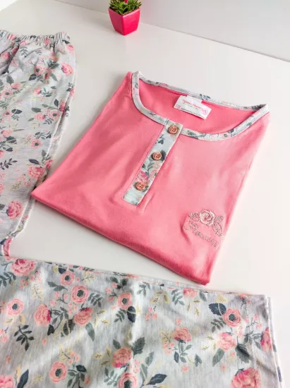 Büyük Beden LİKRALI UZUN Kollu Kadın Pijama Takımı 