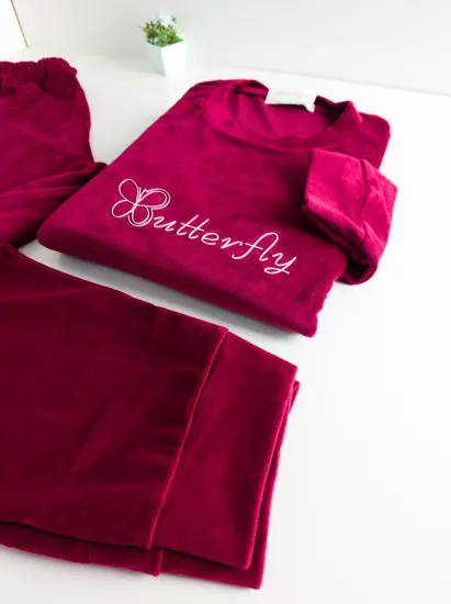 Likralı kadife Kadın Pijama Takımı 