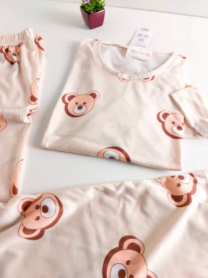 LİKRALI Uzun Kol Kadın Pijama Takımı 