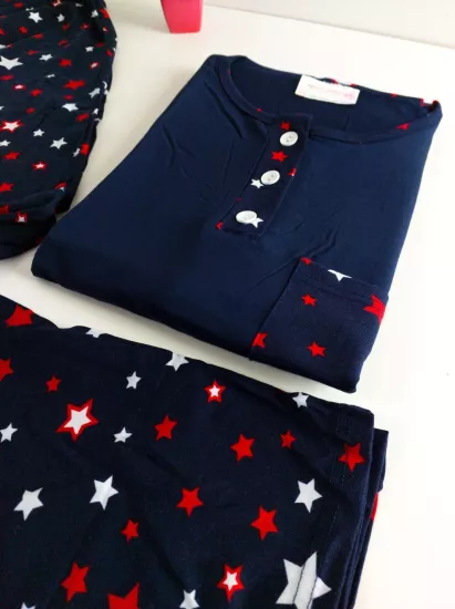 LİKRALI Uzun Kol Kadın Pijama Takımı 