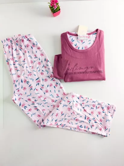 Çiçek Desen Bayan Pijama Takımı