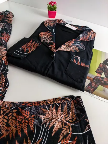 LİKRALI Uzun Kol Kadın Pijama Takımı 