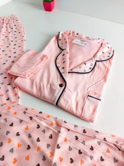 Esnek Uzun Kol Kadın Pijama Takımı 