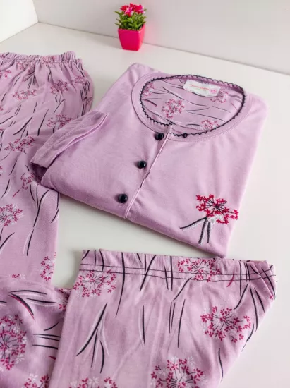 Esnek Uzun Kol Kadın Pijama Takımı 