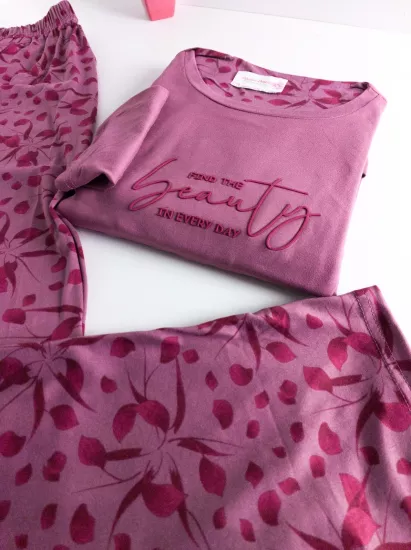 Büyük Beden LİKRALI UZUN Kollu Kadın Pijama Takımı 