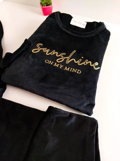 İPEKSİ KADİFE FULL LİKRALI Kışlık Bayan Pijama Takımı - Vişne