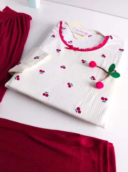 Esnek Uzun Kol Kadın Pijama Takımı 