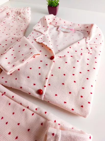 Kalp Desen Bayan Pijama Takımı 