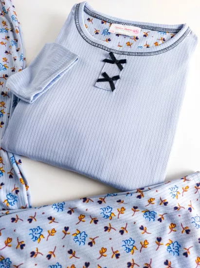 Esnek Uzun Kol Kadın Pijama Takımı 