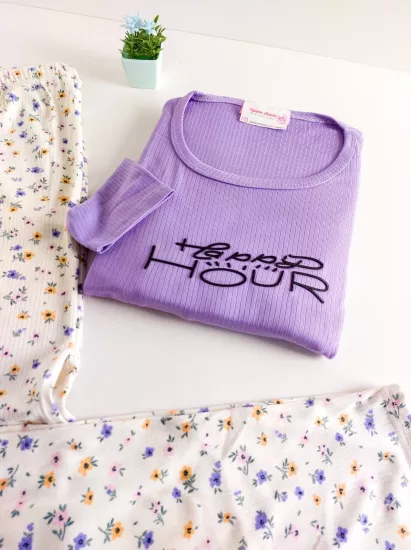 Esnek Uzun Kol Kadın Pijama Takımı 