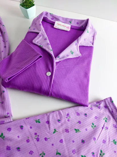 Esnek Uzun Kol Kadın Pijama Takımı 