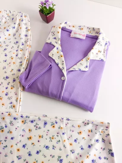 Esnek Uzun Kol Kadın Pijama Takımı 