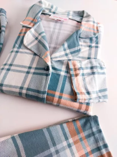 Süet Boydan Düğmeli Bayan Pijama Takımı