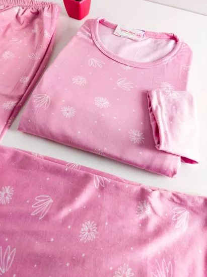 Esnek Uzun Kol Kadın Pijama Takımı 