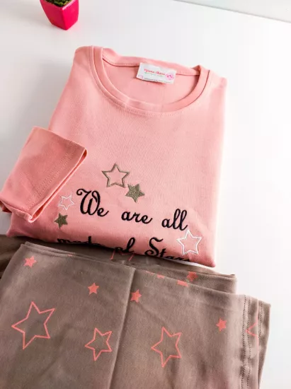 Esnek Uzun Kol Kadın Pijama Takımı 