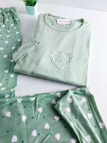 Esnek Uzun Kol Kadın Pijama Takımı 