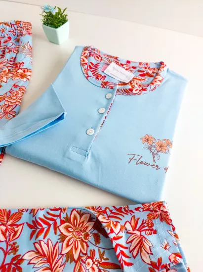 LİKRALI Uzun Kol Kadın Pijama Takımı 