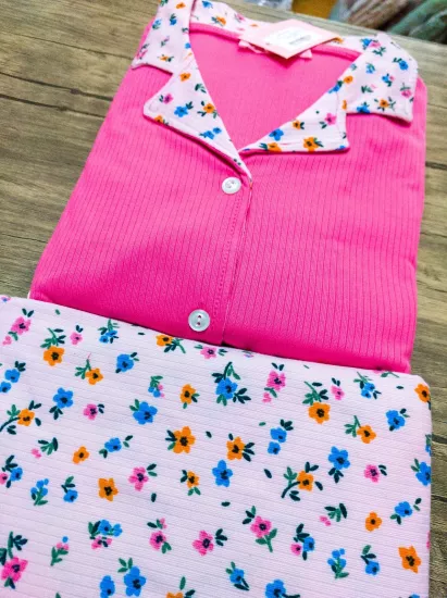 Esnek Uzun Kol Kadın Pijama Takımı 