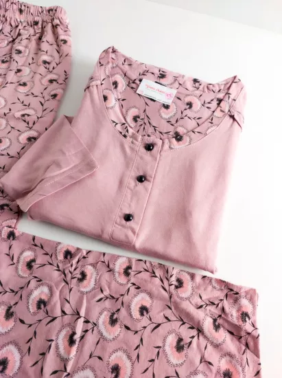 Esnek Uzun Kol Kadın Pijama Takımı 