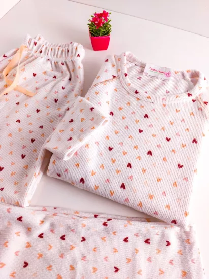 Kalp Desen Bayan Pijama Takımı 