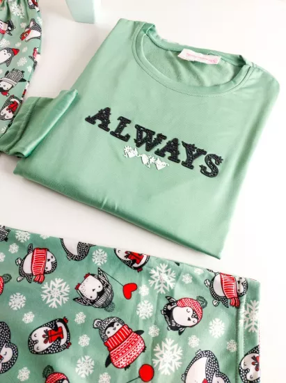 Esnek Uzun Kol Kadın Pijama Takımı 