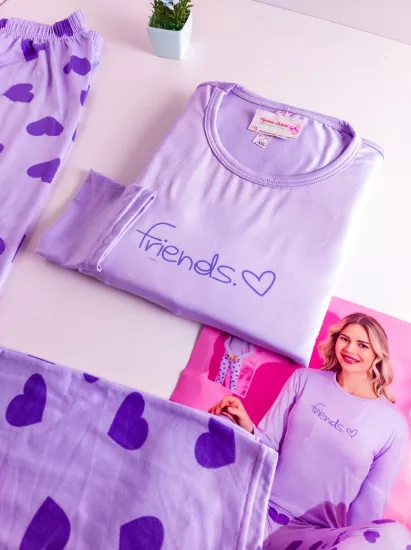 Esnek Uzun Kol Kadın Pijama Takımı 