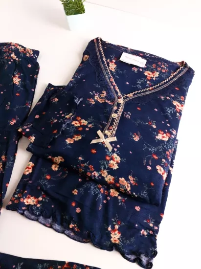 Yumuşak Full Likralı Viskon Bayan Pijama Takımı