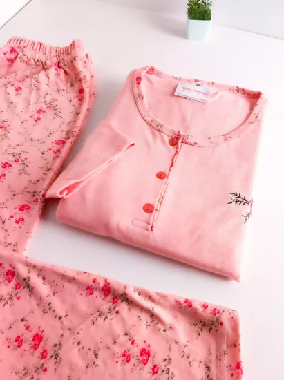 Esnek Çiçek Bayan Pijama Takımı 