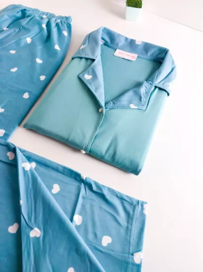 Yumuşak Full Likralı Viskon Bayan Pijama Takımı