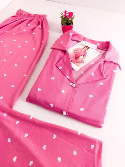 Büyük Beden LİKRALI UZUN Kollu Kadın Pijama Takımı 