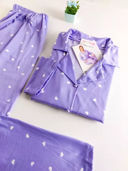 Büyük Beden LİKRALI UZUN Kollu Kadın Pijama Takımı 