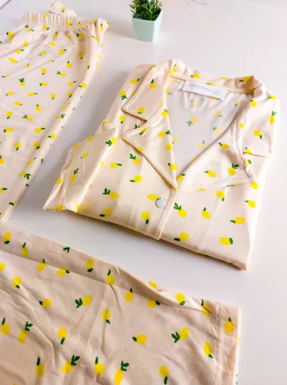 Limon Desen Bayan Pijama Takımı