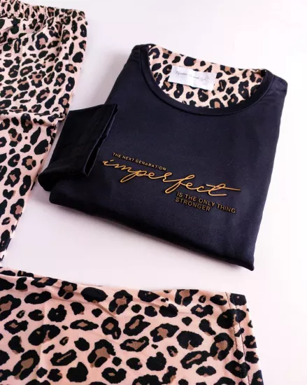 Büyük Beden LİKRALI UZUN Kollu Kadın Pijama Takımı 