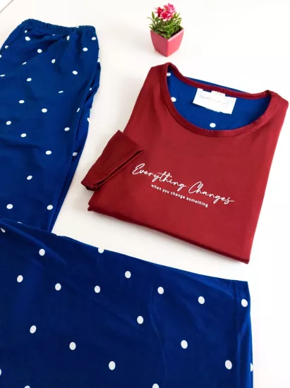 Likralı Bayan Pijama Takımı 