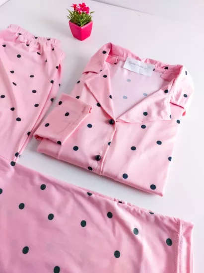 Puantiye Desen Bayan Pijama Takımı