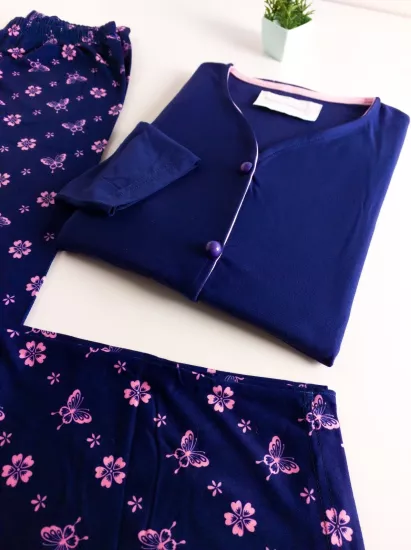 kelebek çiçek Desen Bayan Pijama Takımı
